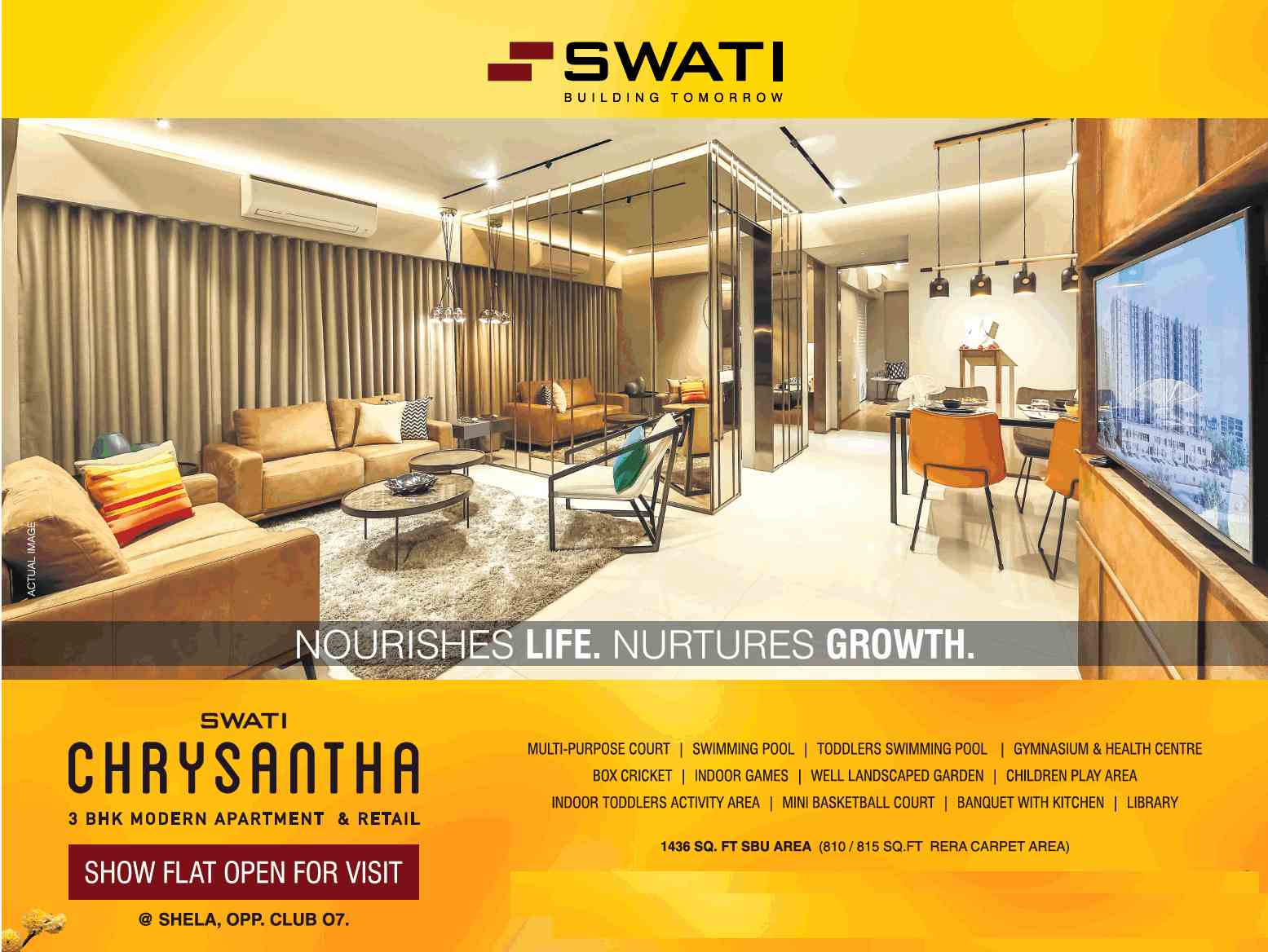 Show flat is now open for visit at Swati Chrysantha in Shela, Ahmedabad Update